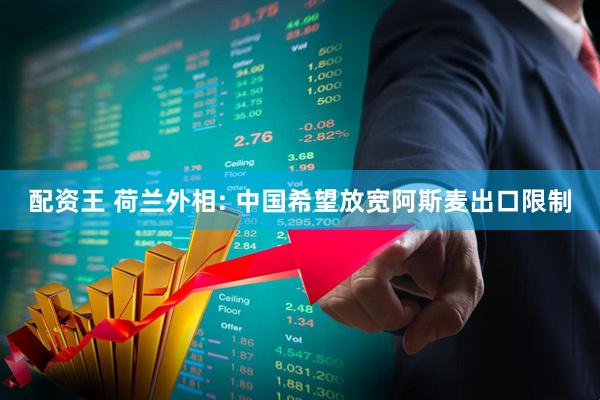 配资王 荷兰外相: 中国希望放宽阿斯麦出口限制